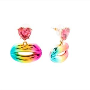BETSEY JOHNSON Rainbow Multi Rainbow Lips Drop Earrings